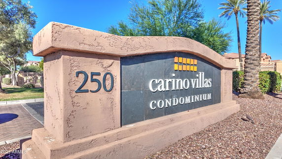 Entrance sign of a condominium complex.