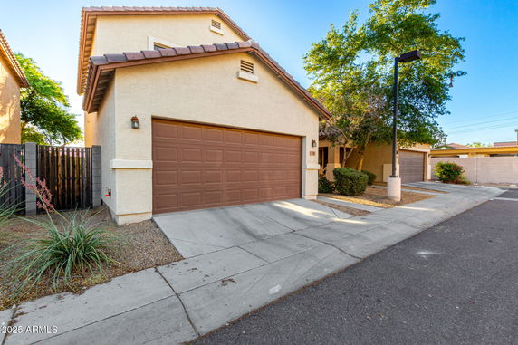 Front view of a house with a double garage.