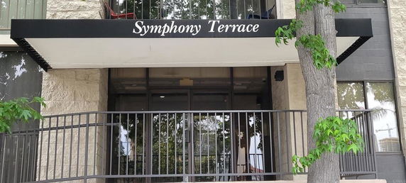 Front entrance of a building with 'Symphony Terrace' signage.