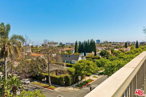 Wide angle view of surrounding neighborhood from a building.