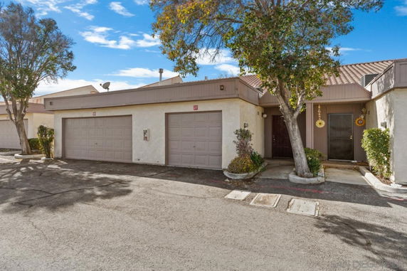 Front view of a house with a double garage.