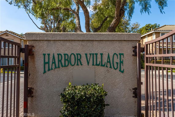 Entrance sign of Harbor Village residential area