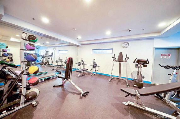 Indoor gym with exercise equipment