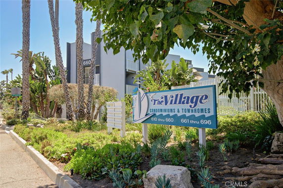 Front view of The Village condominiums and townhomes.
