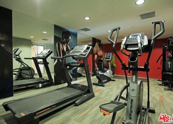 Interior of a gym room with exercise equipment