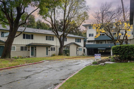 Front view of a two-story residential building complex.