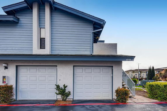 Front view of a building with double garage.