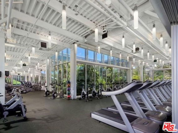 Indoor gym with treadmills and exercise bikes