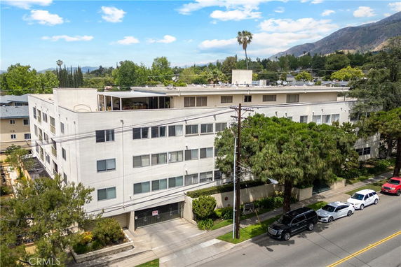 Front view of a multi-story building