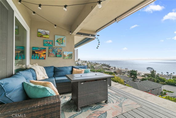Outdoor seating area with ocean view