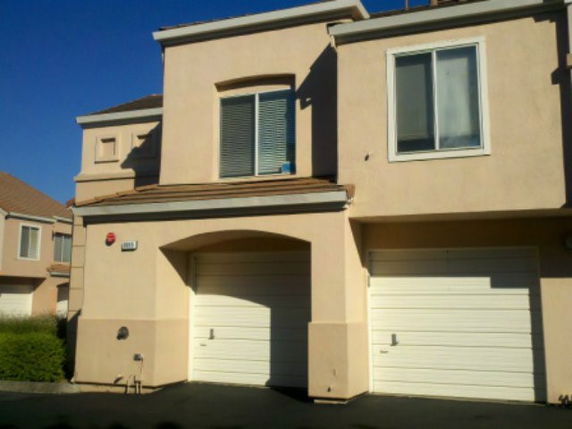 Front view of a house with a double garage.