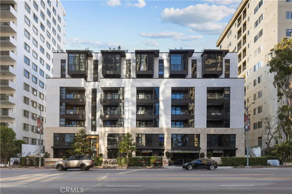 Front view of a modern six-story apartment building