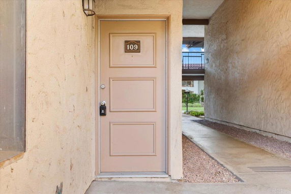 Main entrance door of a residential building.