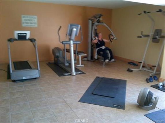 Indoor gym area with exercise equipment