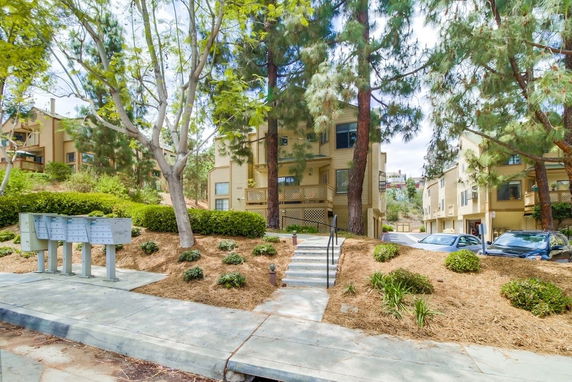 Front view of a multi-story residential building.