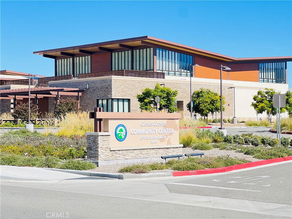 Front view of a modern community center building.