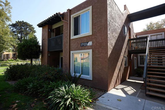 Front view of a two-story apartment building.