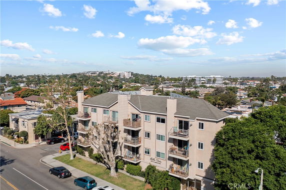 Front view of a multi-story apartment building.