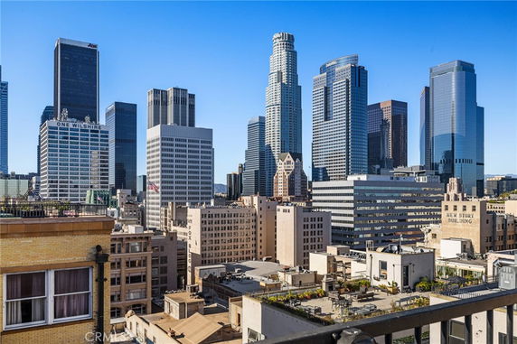 Panoramic view of downtown buildings with various high-rise structures.