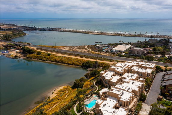 Panoramic view of residential complex near the coastline.