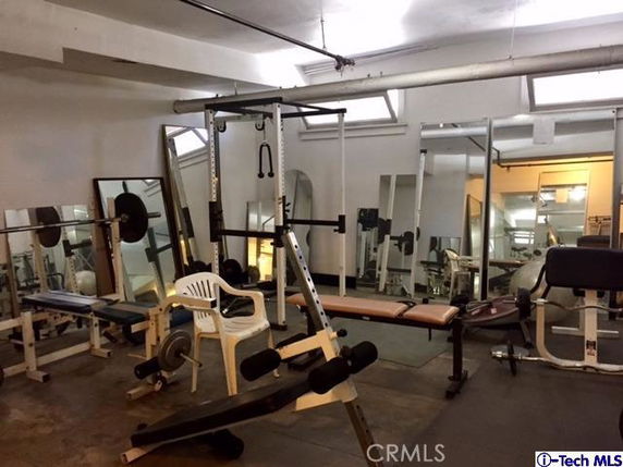 Indoor gym area with exercise equipment