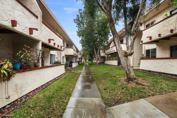 Front view of a residential building with two floors and balconies.