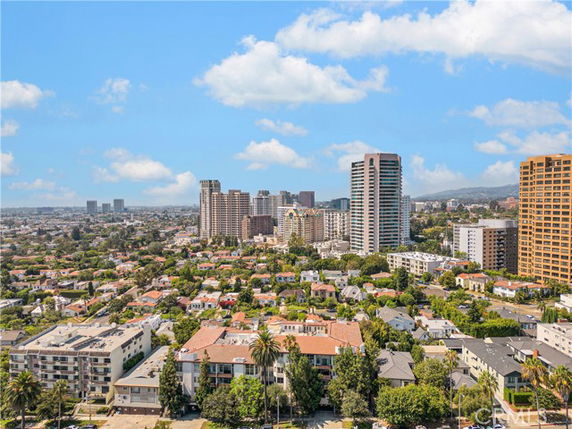 Panoramic view of a cityscape with numerous buildings and skyscrapers.