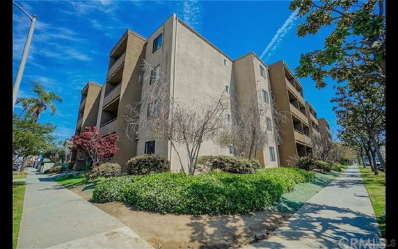 Front view of a multi-story apartment building.