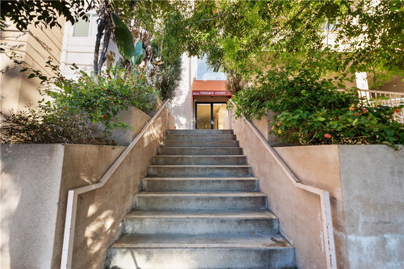 Entrance stairway leading to a building's front door