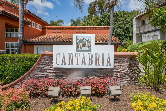 Front view of a building with a sign reading 'Cantabria'.