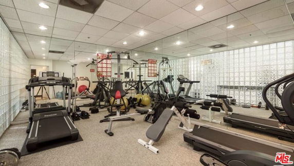 Interior view of a gym with various exercise equipment.