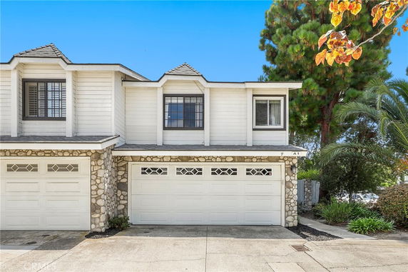 Front view of a house with a double garage.