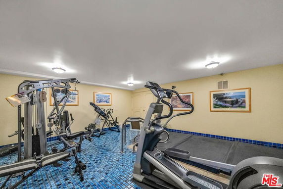 Indoor gym area with exercise equipment