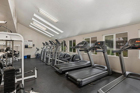Fitness room with treadmills and exercise equipment