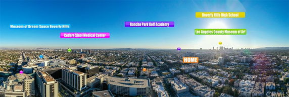 Panoramic view of an urban area with identifiable landmarks.