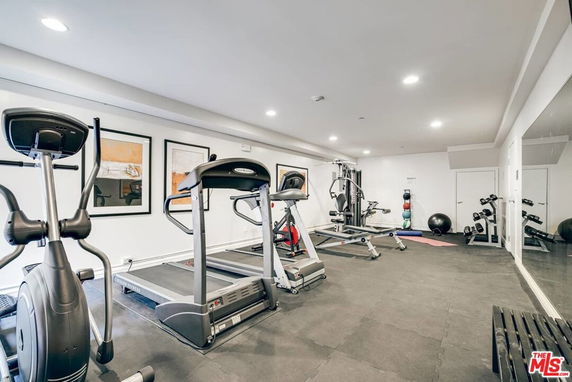 Indoor gym area with exercise equipment