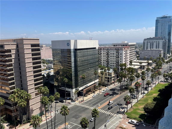 Panoramic view of several office buildings in an urban area.