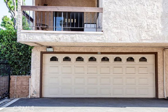 Front view of a building with a double garage.