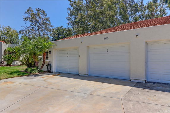 Front view of a house with a double garage.