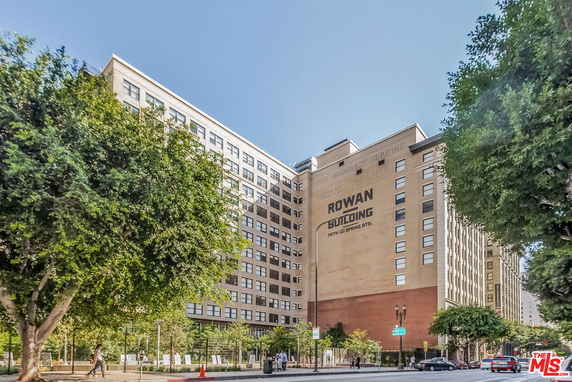 Front view of a multi-story urban building named Rowan Building.