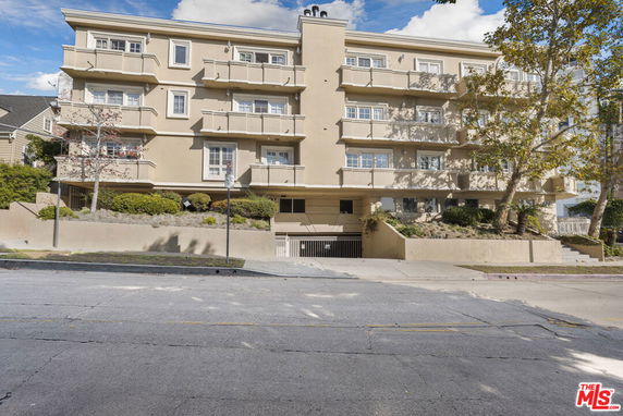 Front view of a multi-story residential building.