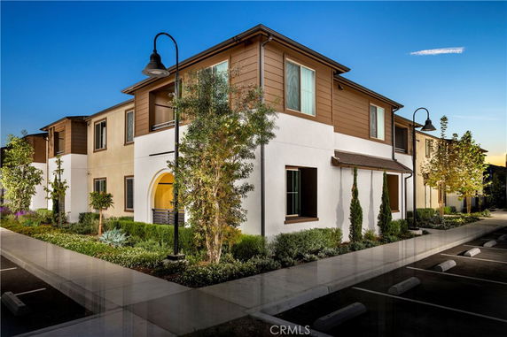 Front view of a two-story residential building with modern design.