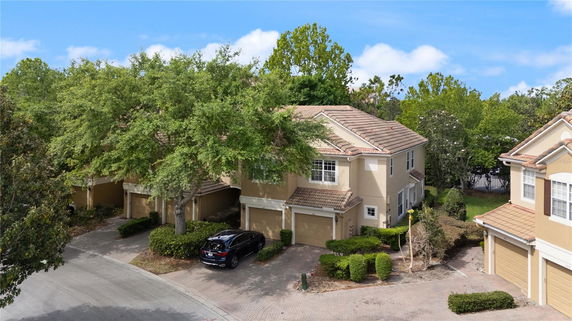 Front view of a two-story house with a double garage.