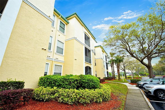Front view of a multi-story apartment building.
