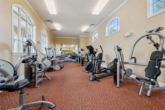 Interior view of a gym with various exercise machines.