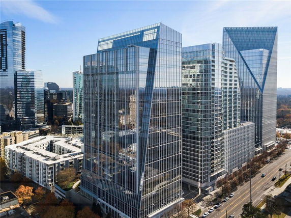 View of multiple high-rise glass buildings in an urban area
