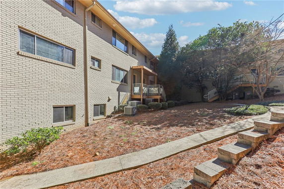 Exterior view of a multi-story brick building.