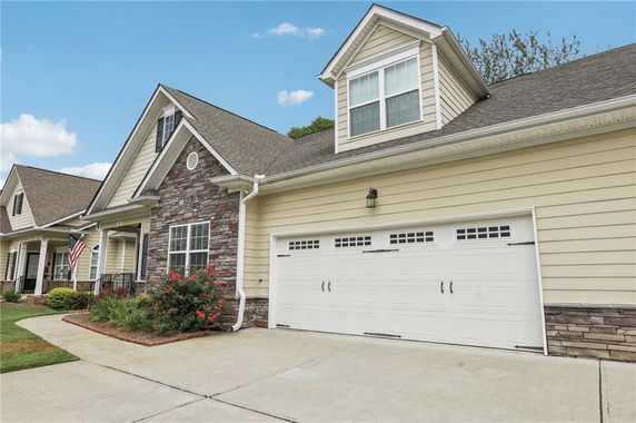 Front view of a house with a double garage.