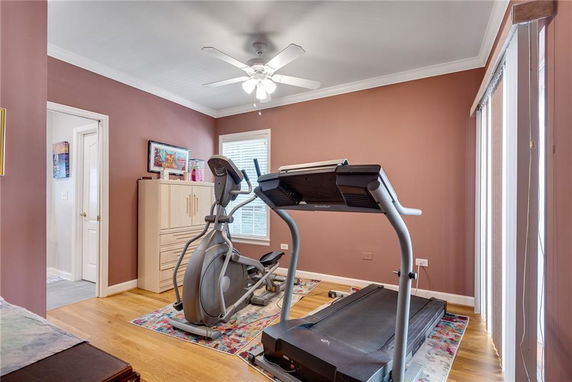 Indoor room with a treadmill and an exercise bike.