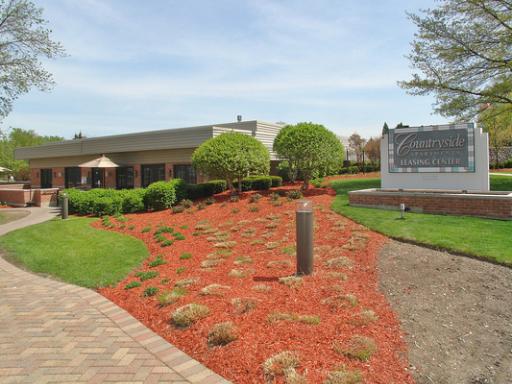 Front elevation of a one-story building with a sign reading 'Countryside Leasing Center'.